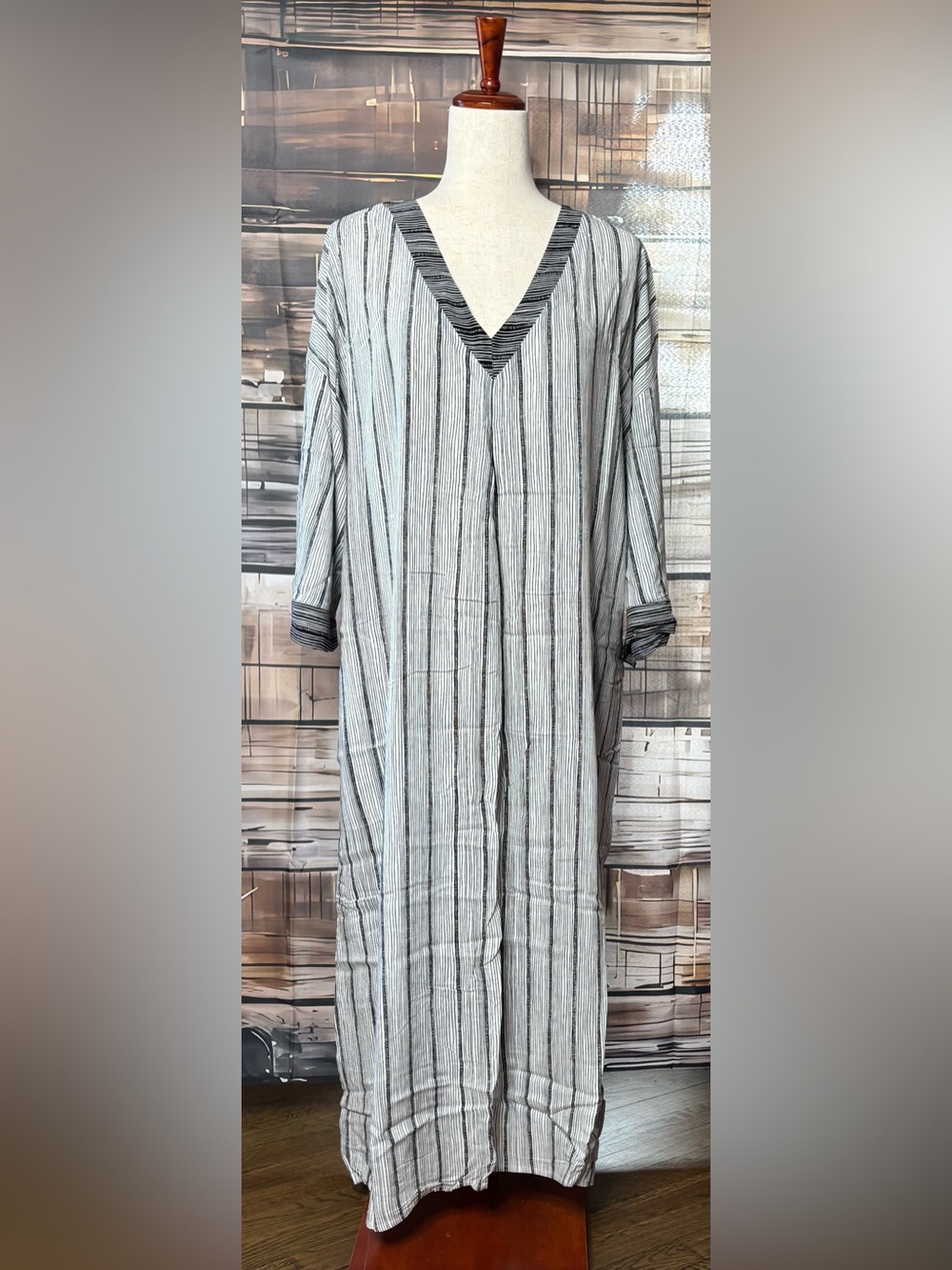Simply Vera Vera Wang NWT Black White Striped Maxi Caftan Nightgown XL
